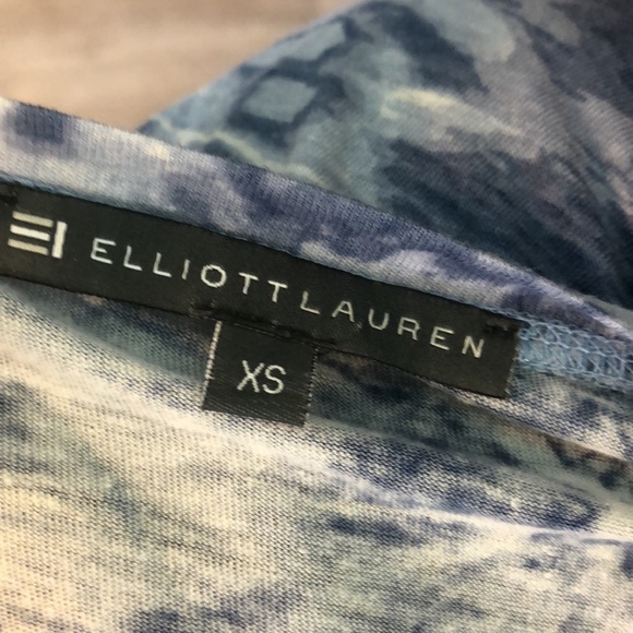 Elliott Lauren Batik Tie Dye Long Sleeve Tee Linen Size XS Blue - Picture 8 of 12